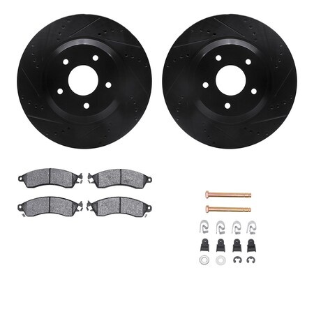 Dynamic Friction Co 8512-47006, Rotors-Drilled and Slotted-Black w/ 5000 Advanced Brake Pads incl. Hardware, Zinc Coated 8512-47006